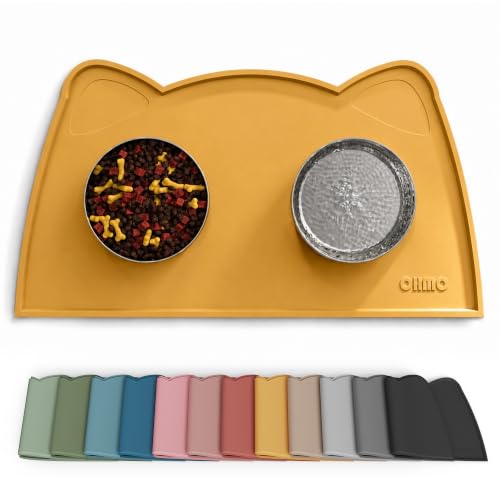 Cat Food Mat Silicone Pet Feeding Mat (18"L x 10"W / Honey)