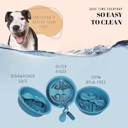 Slow Feeder Dog Bowls for Large Breed (Petal Feeder Blue / 2.5 Cup - Fit 7.5-7.7'' Feeder Holes)