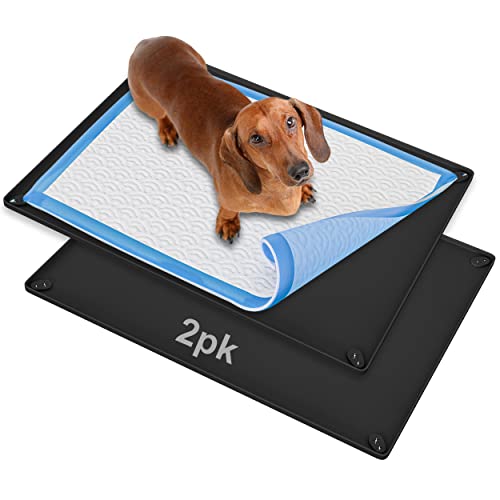 Dog Pee Pad Holder Tray Fits for 30” x 23” Pee Pads (30 x 23 Inches - 2 Pack / Black)