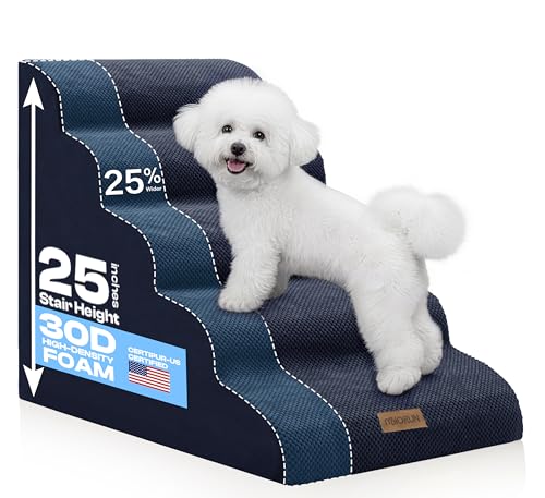 Extra Wide Dog Stairs for Large Dogs (Dark Blue / Stairs- 25"H)