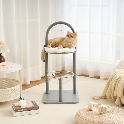 34" Modern Cat Tree Furniture for Indoor Small & Medium Cats (Dove Gray-34")