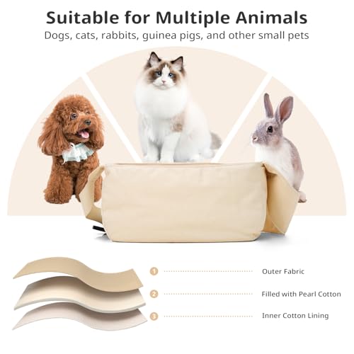 Dog Sling Carrier 15 lbs (Beige Sling / 15.7"L x 5.9"W x 8.6"H)