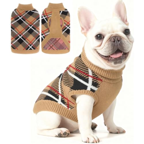 Fall Dog Sweater for Small Medium Large Dogs (Beige / S-Medium(Back Length 14"))