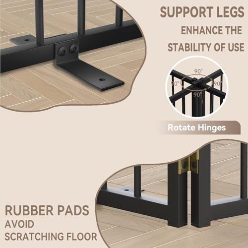 16" Freestanding Short Dog Gate for Small Dogs (Black-16"h / Up to 96" W, 8 Panels)