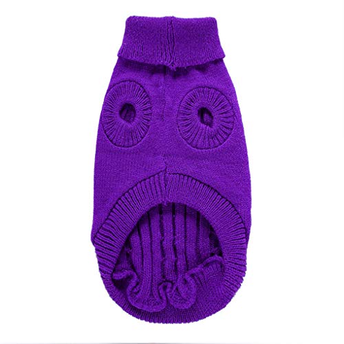 Dog Sweater Soft Warm Turtleneck Knitted Clothes for Small Medium Large Pet (Purple / Medium)