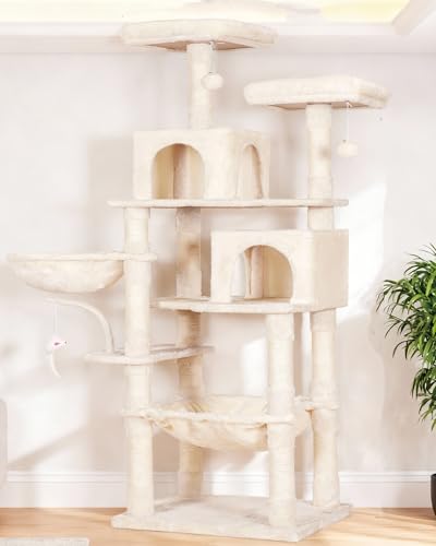 Cat Tree 70 inches Tall Cat Tower for Indoor Large Cats HCT032M (70.08 inch / Beige)
