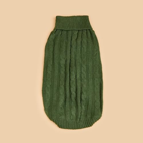 Dog Sweater Soft Warm Turtleneck Knitted Clothes for Small Medium Large Pet (Wood Green / XX-Small)