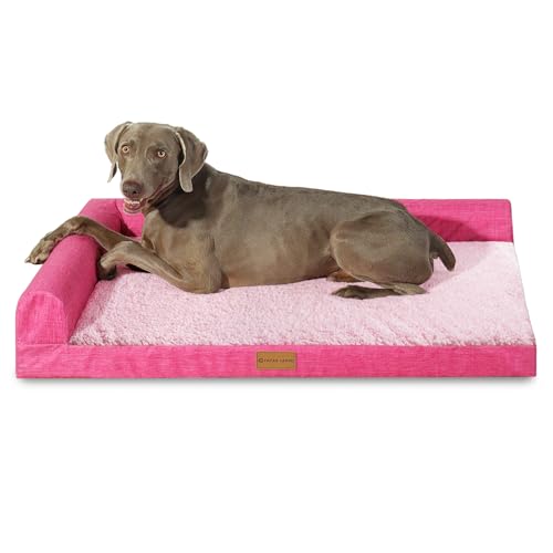 Orthopedic Large Dog Bed Washable Pet Sofa Bed 56''X40''Pink (Pink / 56"L x 40"W x 3.5"Th)