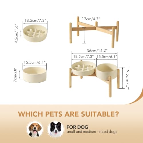 Elevated Slow Feeder Dog Bowls (Light Yellow)