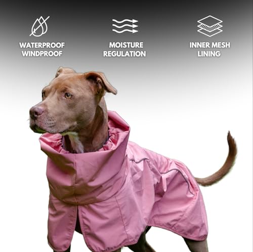 Dog Raincoat Waterproof Windproof Rain Jacket (Sea Pink / X-Large)