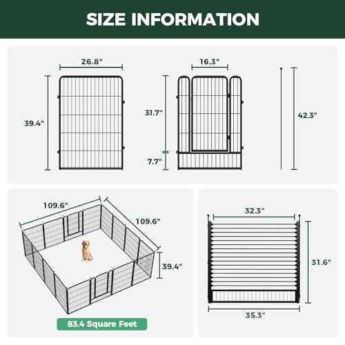 Rollick Dog Playpen with RV Step Grid (Black / 40"H)