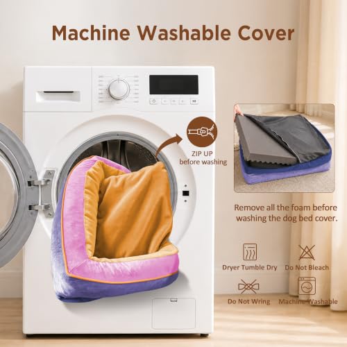 Orthopedic Dog Bed for Extra Large Dogs with Bolster (42.0"L x 30.0"W x 8.5"Th / Orange Breeze)