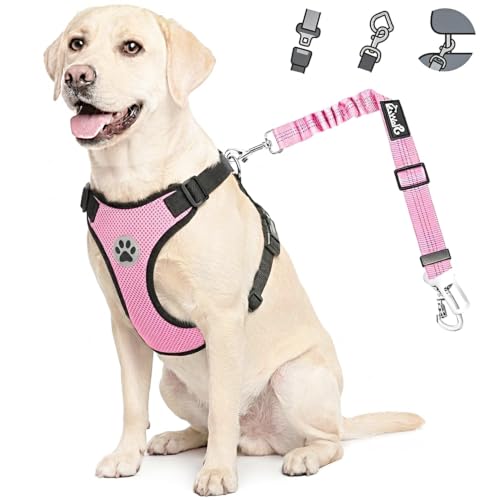 Dog Car Harness Seat Belt (Large / A-Pink)