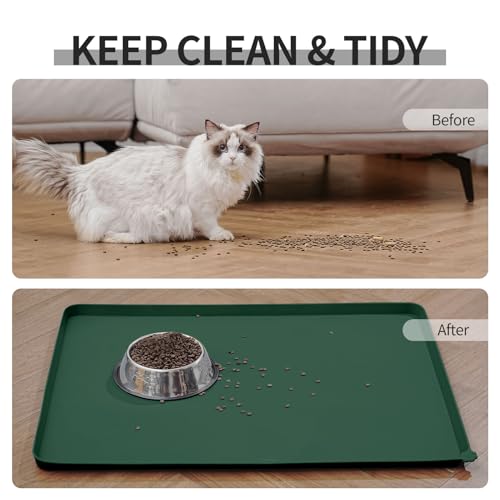 Silicone Pet Feeding Mat (Hunter Green / 28" x 18")