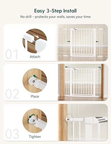 36 57" Extra Wide Baby Gate for Stairs No Drilling (White / 30"Tall 36"-57" Wide)
