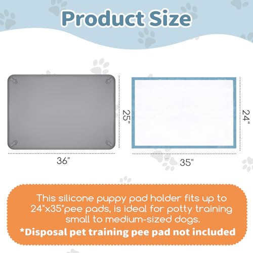 Silicone Puppy Pad Holder Tray with Clips (36"L x 25"W)