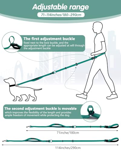 Hands Free Dog Leash (Green / Large-5.9-9.5ft)