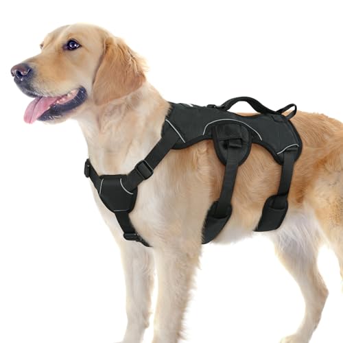 Escape Proof Dog Harness for Large (Black / Large)