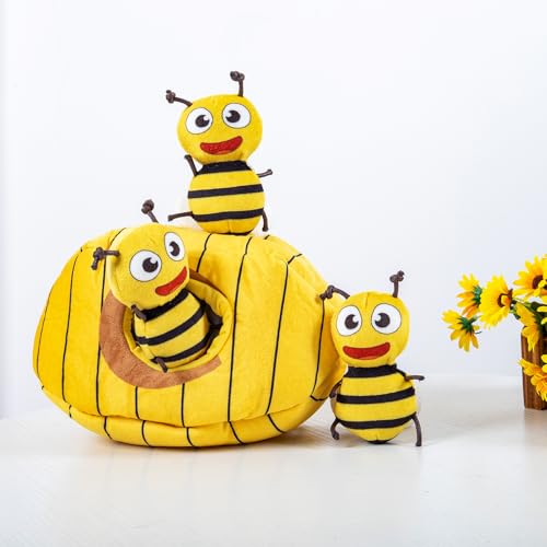 Squeaky Hide and Seek Dog Toys for Small and Medium Dogs (Bees)