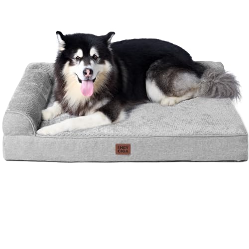 Memory Foam Dog Bed (Grey / 48.0"L x 35.0"W x 7.5"Th)
