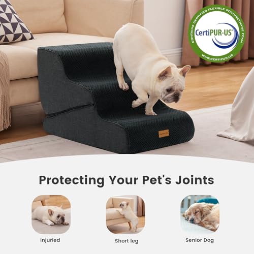 Dog Stairs for Small Dogs 16.5" H (Black / 2 in 1 15.7"x26.7"x16.5")