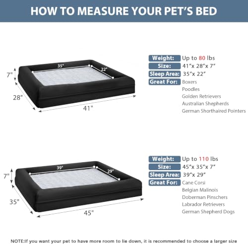 XL Extra Large Orthopedic for Senior Dog Bed Comfy Sleeping (Black / X-L (41x28x7in))