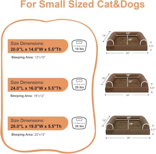 Orthopedic Dog Bed for Medium Dogs (Coffee / 28.0"L x 19.0"W x 5.5"Th)