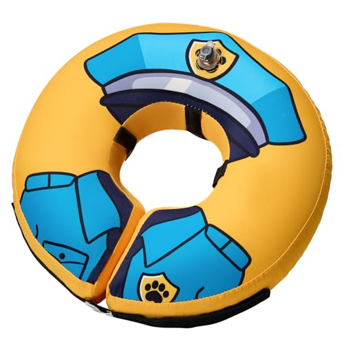 Inflatable Dog Cone Collar Alternative After Surgery Large (Police Officer / Large [Neck:14"-18"])