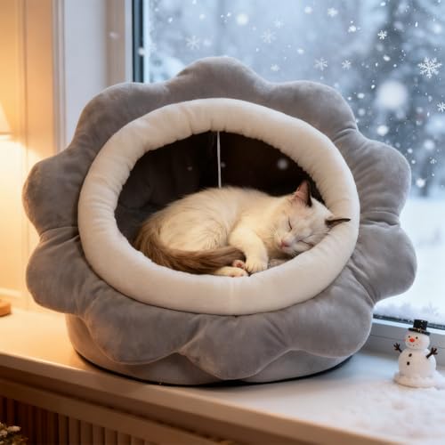 Cat Beds for Indoor Cats (Sunflower Gray / L)