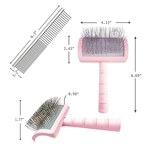 Firm Pet Grooming Kit (pink-comb2)