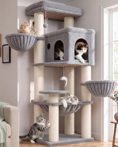 Cat Tree Tower with 12 Extra (Light Grey / XL)