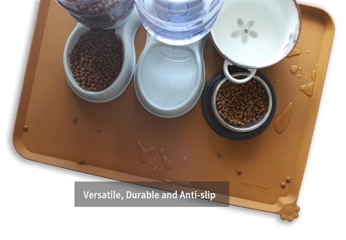 X Large Silicone Pet Feeding Mats (28" x 20" / Butterscotch)