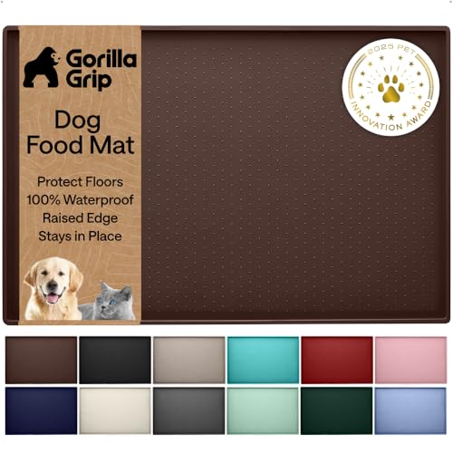 Dog Food Mat 100% Waterproof Silicone (Brown / 18.5"l X 11.5"w)