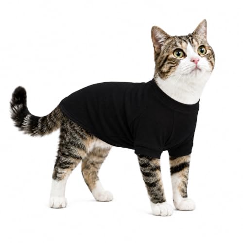 Ribbed Dog T Shirt Cotton Knitted Dog Sweaters for All Season Pet T (XS (for Mini Dog) / Black)