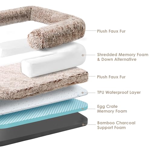 Foldable XXL Dog Bed for Large Sized Dog (54x38x7.5(Folded 38x27) / Faded Brown)