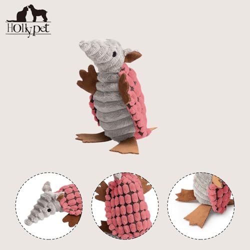Armadillo Squeaky Puppy Dog Toys for Small Medium Dogs (6 IN / Bright Pink)