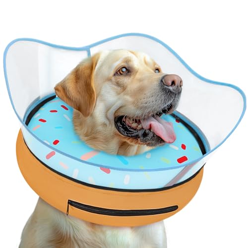 Elevated Inflatable Dog Cone Collar Alternative After Surgery (Donut Blue / S(Neck 7"-9.5"))