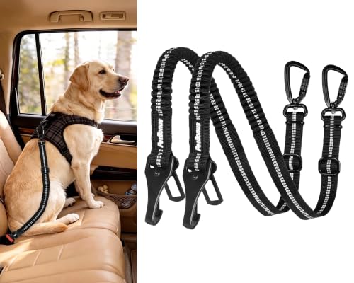 2 Pack Dog Seat Belt for Car (Black, Black / 2 Packs)