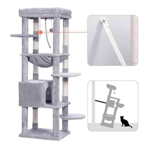 Cat Tree for Large Cats (Light Gray / 60 inch)