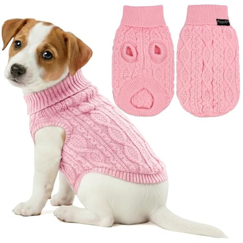 Dog Sweaters Pull Over (Medium / Cable Knit Pink)
