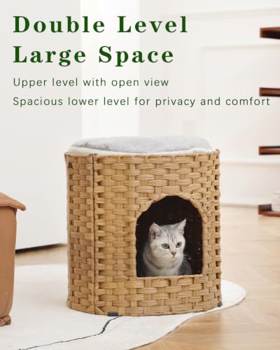 Cat House for Indoor Cat (Natural / Round-XL)