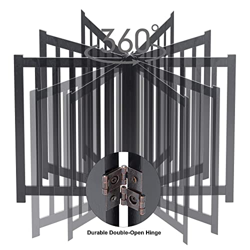 Wooden Free Standing Dog Gate 60" W x 24" H (Black / 60"W x 24"H)