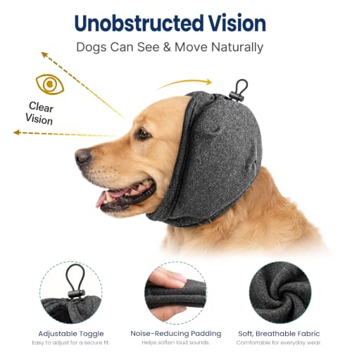 Dog Ear Muffs for Noise Protection Adjustable Ear Wrap Dark Grey M (Dark Grey - M / Medium)