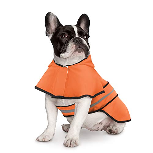 Dog Raincoat with Hood & Leash Hole S (Small / Safety Orange)