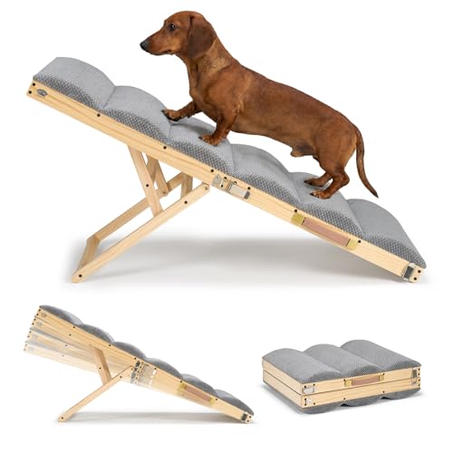 Dog Ramp for Bed Couch for Small to Large Dogs (Light Gray / 48" L x 17" W x 14.8"-24" H)