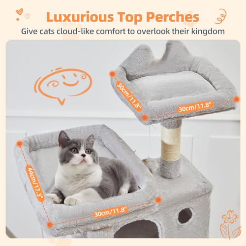 Cat Tree 71 in Extra Large Cat Tower for Inddor Cats (Light Gray / 71 Inches)