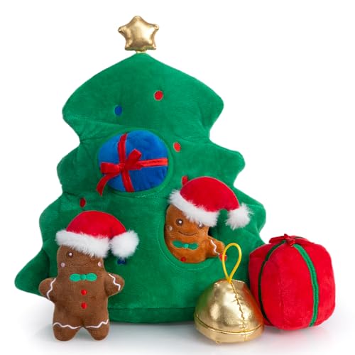Christmas Squeaky Hide and Seek Dog Toys for Small and Medium (Christmas Tree)