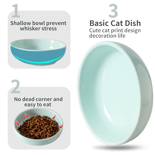 5.3 in Ceramic Cat Dishes (Light Blue)