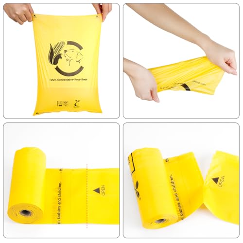 Certified Home Compostable Dog Poop Bags (Maize Yellow / 120 Count (Pack of 1))