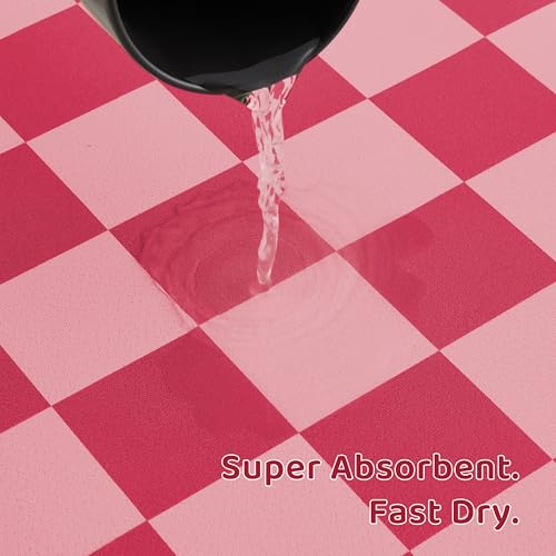 Checkered Dog Feeding Mat (19"L x 12"W / Coral)